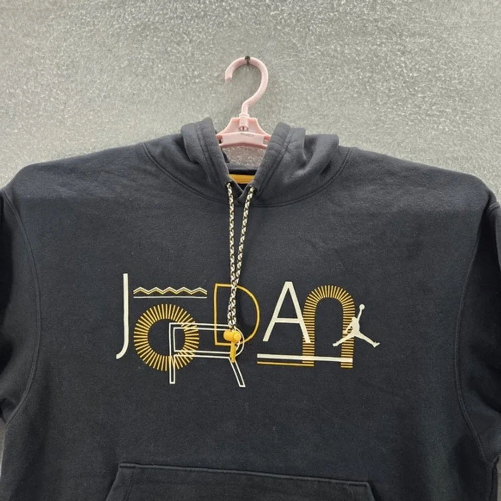 Air Jordan Men Hoodie L‎ Black Graphic Print Fleece Activewear Logo Long Sleeve